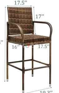 Chillrest Rattan Wicker Outdoor Bar Stool 2 Pack