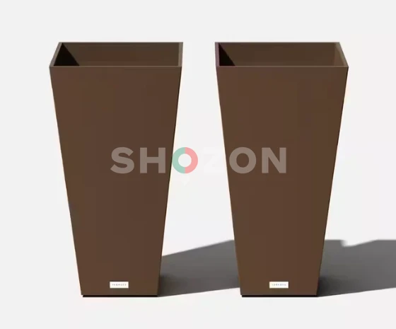 Midland 26 in. Espresso Plastic Tall Square Planter (2-Pack)