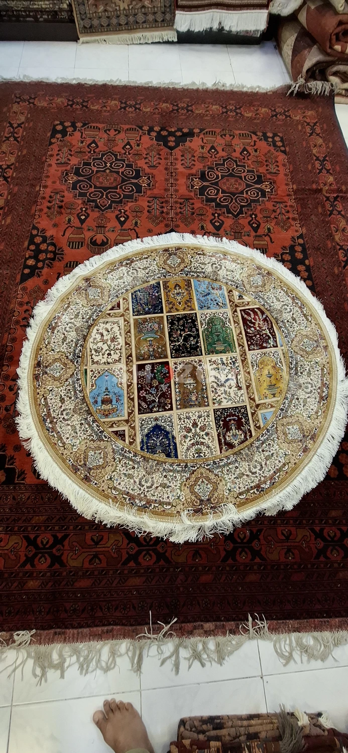 Round Persian Style Middle Eastern Rug 150x150cm