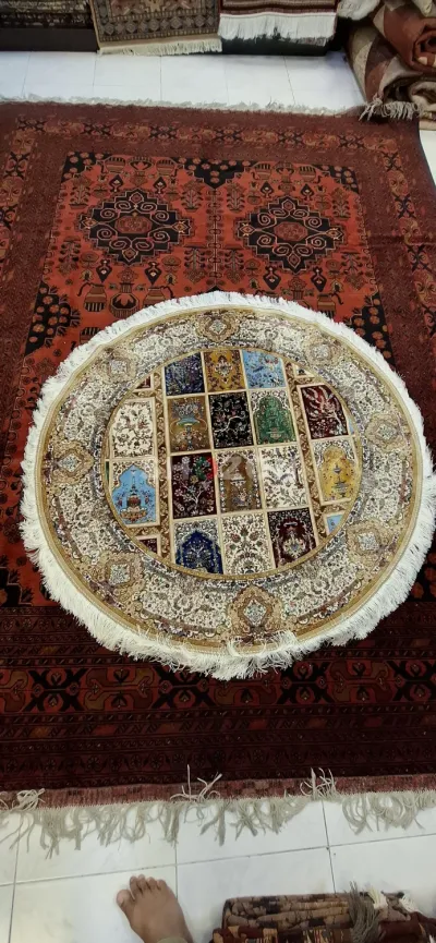 Round Persian Style Middle Eastern Rug 150x150cm