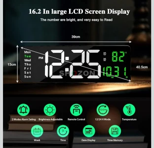 UK Brand Digital Wall Clock, 16.2" 40cm Large Display LED Digital Clock with Remote Control, Countdown Dimmer Large Clock with DST Date Week Temperature brand new.