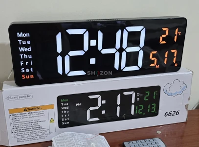 UK Brand Digital Wall Clock, 16.2" 40cm Large Display LED Digital Clock with Remote Control, Countdown Dimmer Large Clock with DST Date Week Temperature brand new.