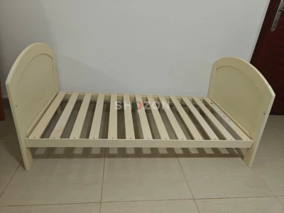  Baby Cot Bed Wooden Cream Convertible Crib Adjustable Toddler Bed