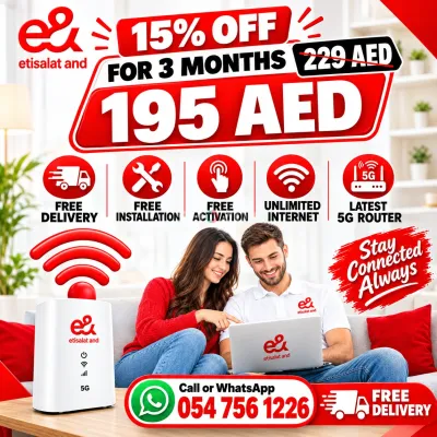 Etisalat home wifi internet 15% discount for every customer