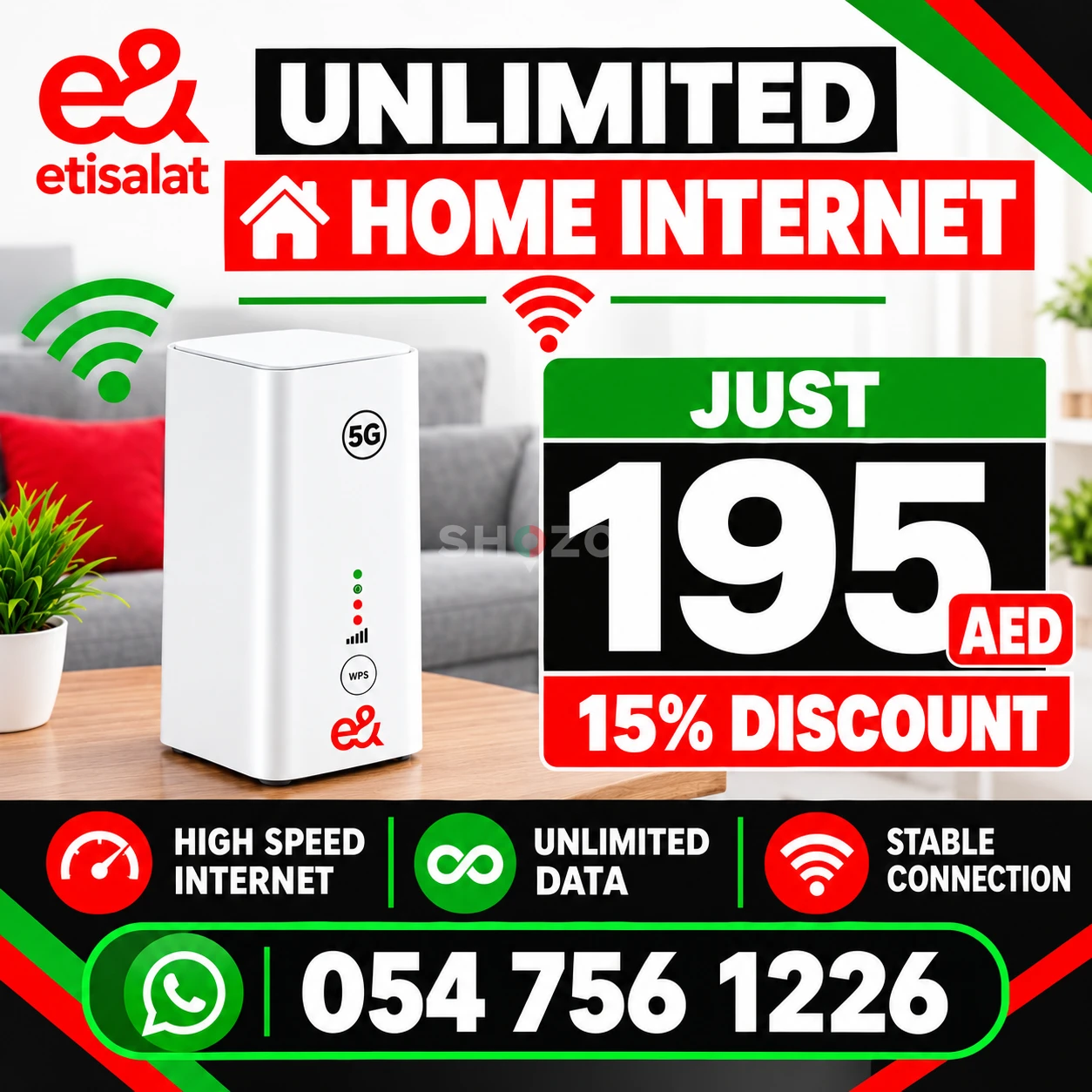 Etisalat home wifi 15% discount for all customers