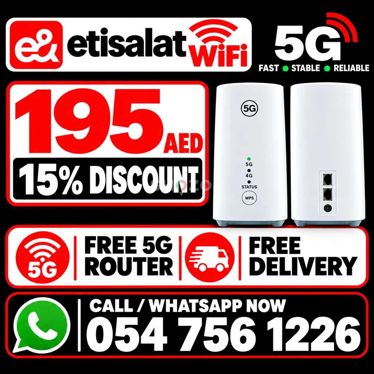 Etisalat Home Wireless 5G Router – High-Speed Internet (Excellent Condition)