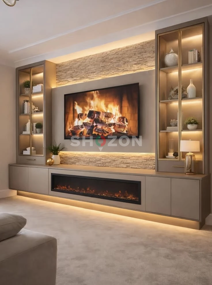 Modern Entertainment Center with Electric Fireplace