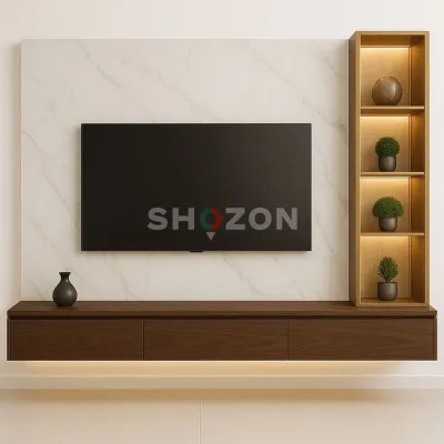 Custom TV Unit with Elegant Shelving