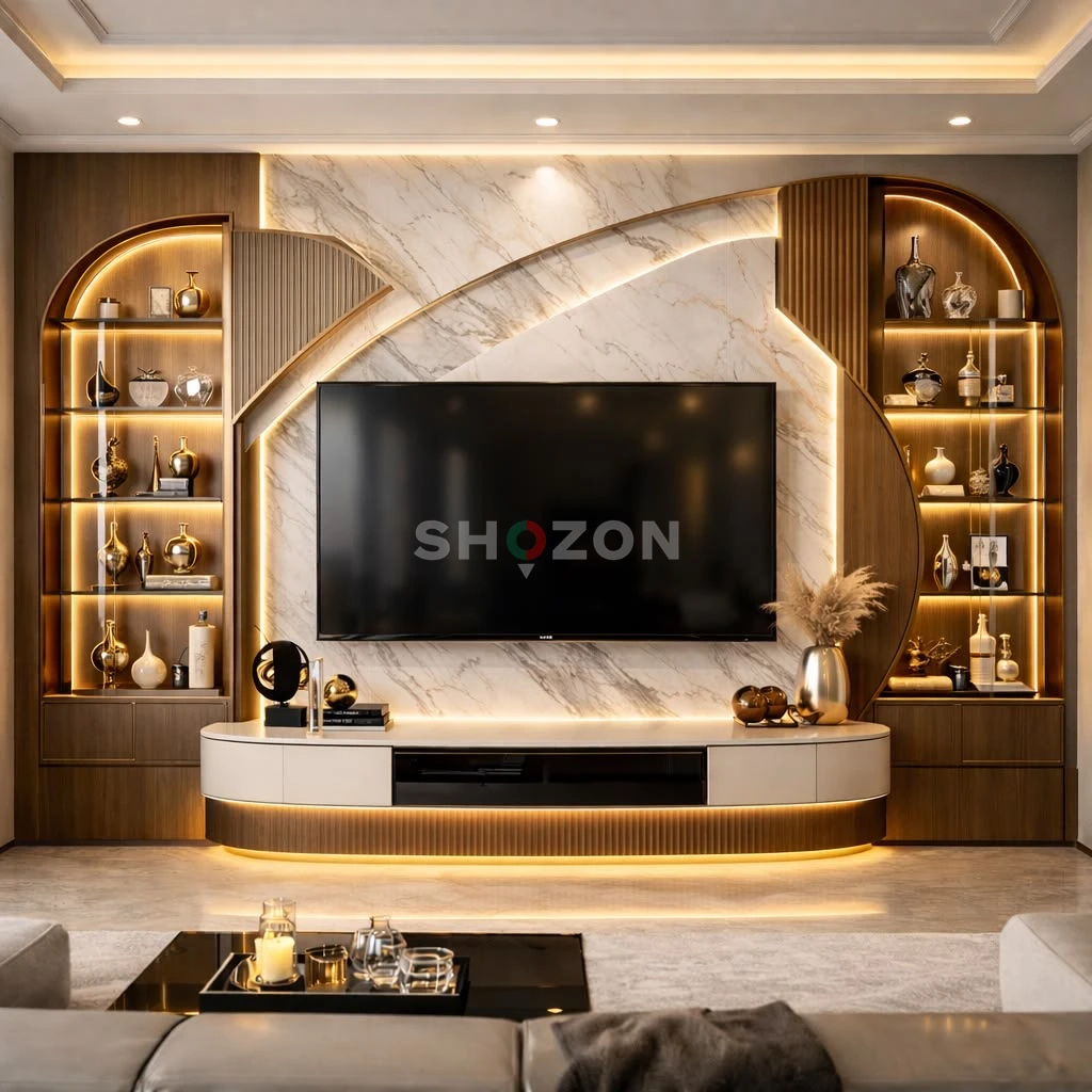 Modern Entertainment Center with LED Lighting