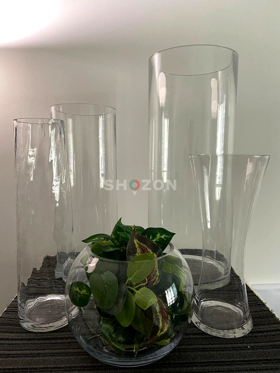 Set of Clear Glass Vases