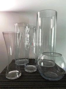 Set of Clear Glass Vases