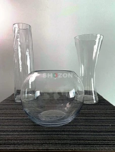 Set of Clear Glass Vases