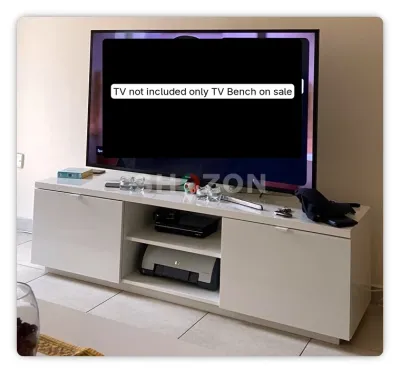 White High-Gloss TV Entertainment Unit with Storage