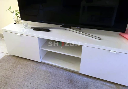 White High-Gloss TV Entertainment Unit with Storage