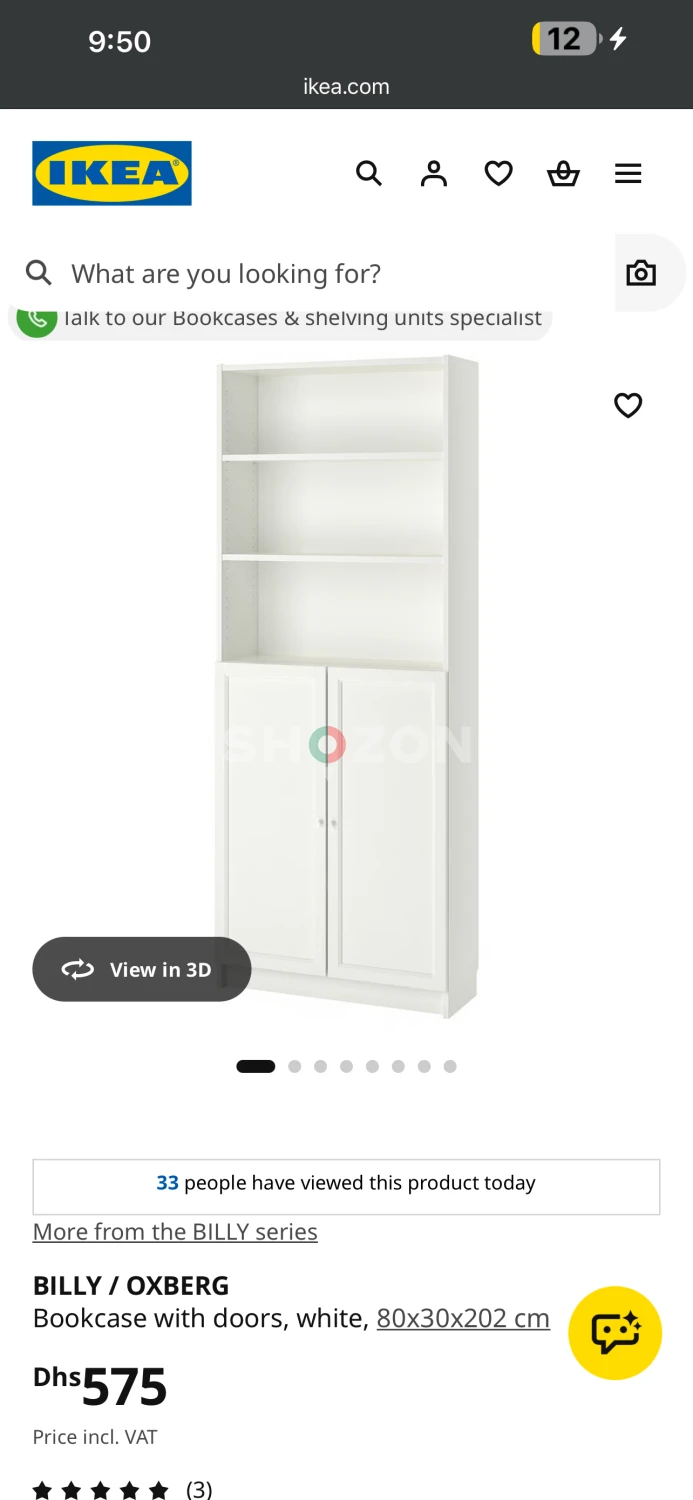 IKEA BILLY Bookcase with Doors - White