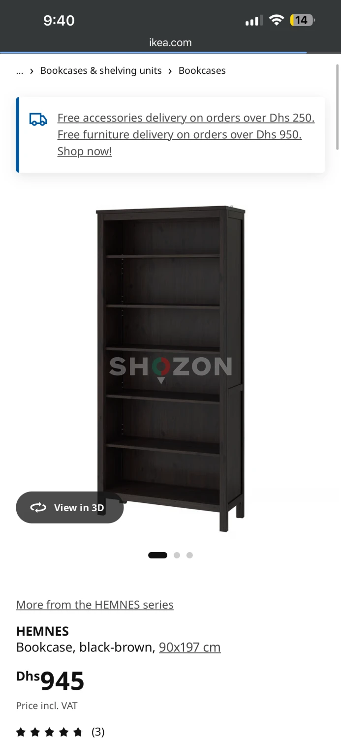 HEMNES Bookcase - Black-Brown