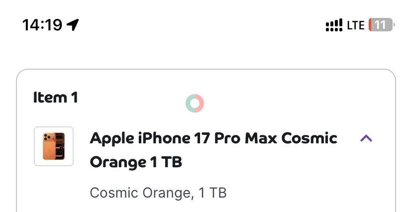 New iphone17promax 1Tb Orange Uae