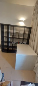Stylish Black Bookcase with desk attachment
