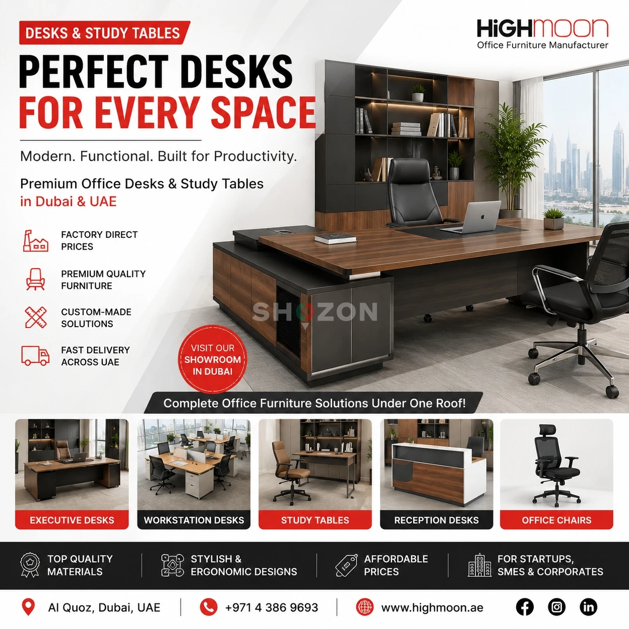 Premium Office Desks & Study Tables in Dubai – Factory Direct Prices