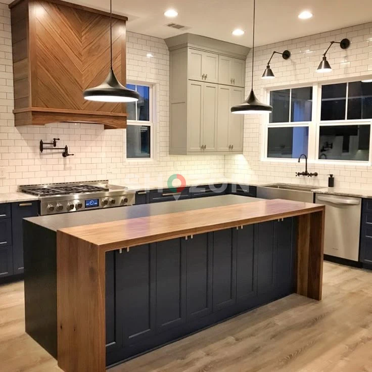 Modern Kitchen Island with Wood Top