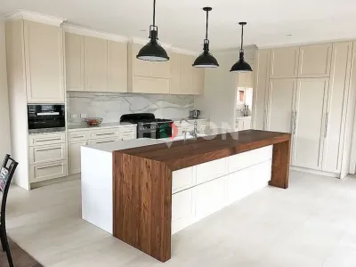 Stylish Kitchen Island with Wooden Top