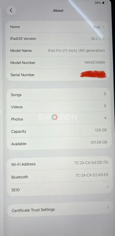 ipad m2 128 neat and clean 56 cycle count 99 health