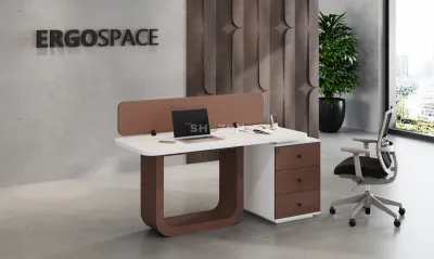 White Straight Single-Person Workstation with Acoustic Partition