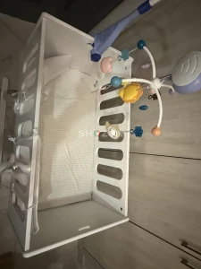 White Wooden Baby Cradle Bassinet - 5 Months Used 