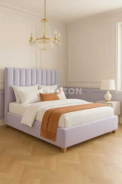 Elegant Lavender Upholstered Bed | Modern Luxury Bed Frame
