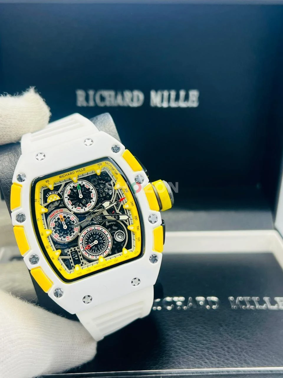 Richard Mille Men's Sport Watch White and Yellow