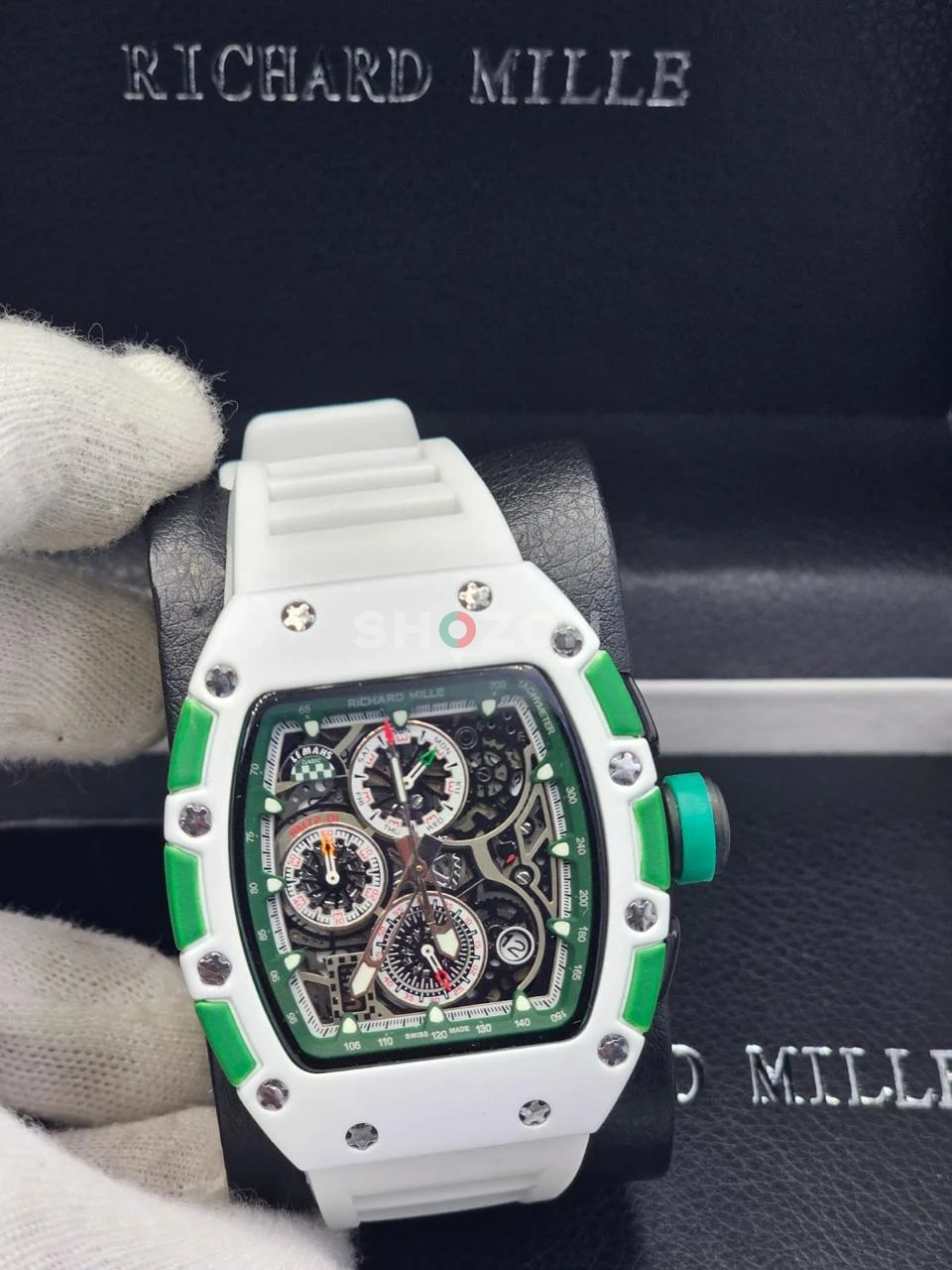 Richard Mille Men's Sport Watch White and Green