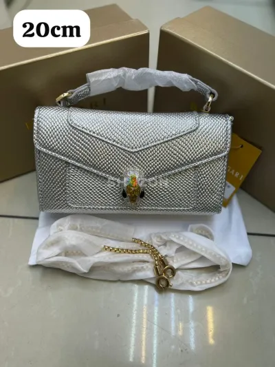 Bvlgari Silver Women's Handbag with Chain Strap