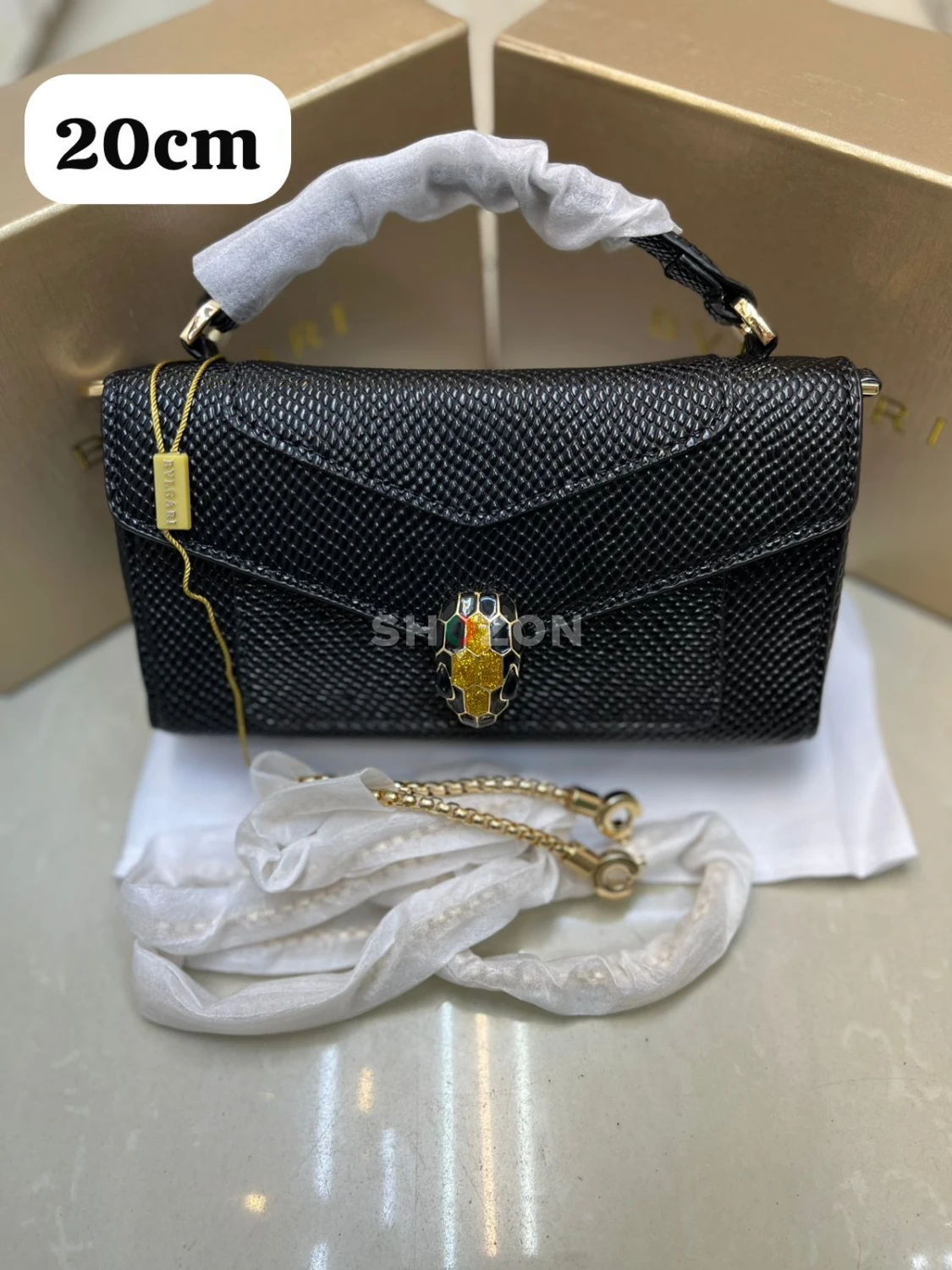 BVLGARI Serpenti Forever Black Women's Handbag 20cm