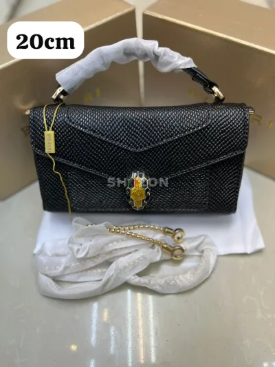 BVLGARI Serpenti Forever Black Women's Handbag 20cm