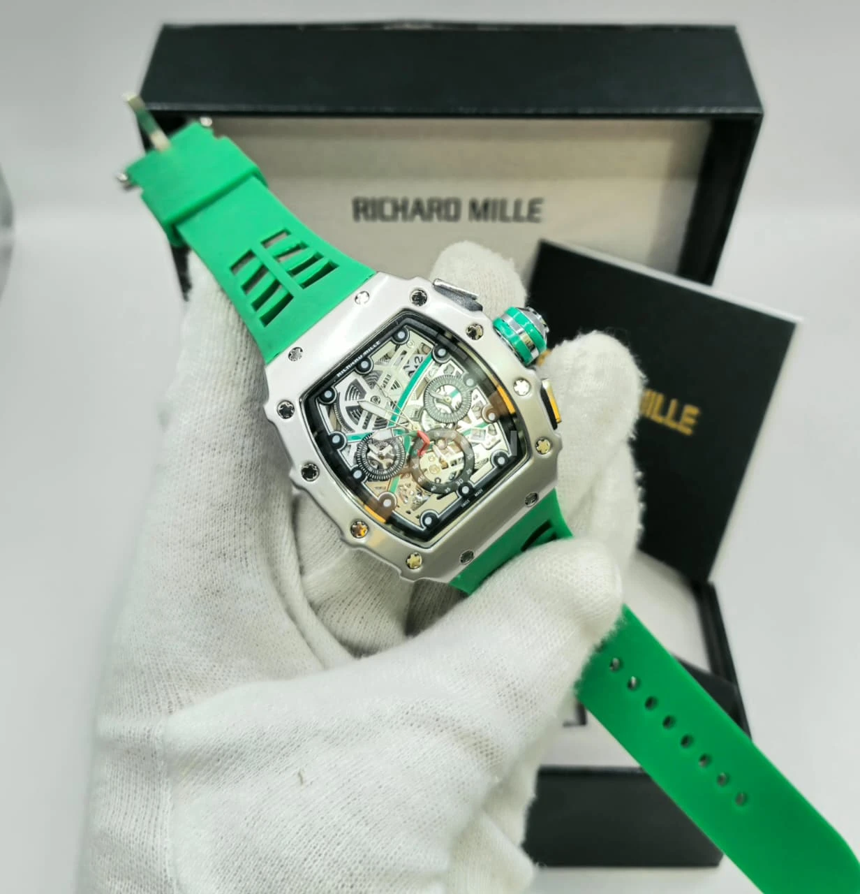 Richard Mille Men's Watch with Green Strap