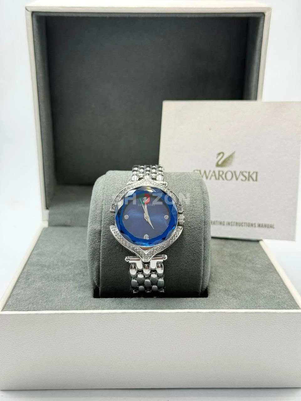 Swarovski Women's Silver Watch with Blue Dial