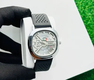 Casio Silver Smart Watch with Black Strap