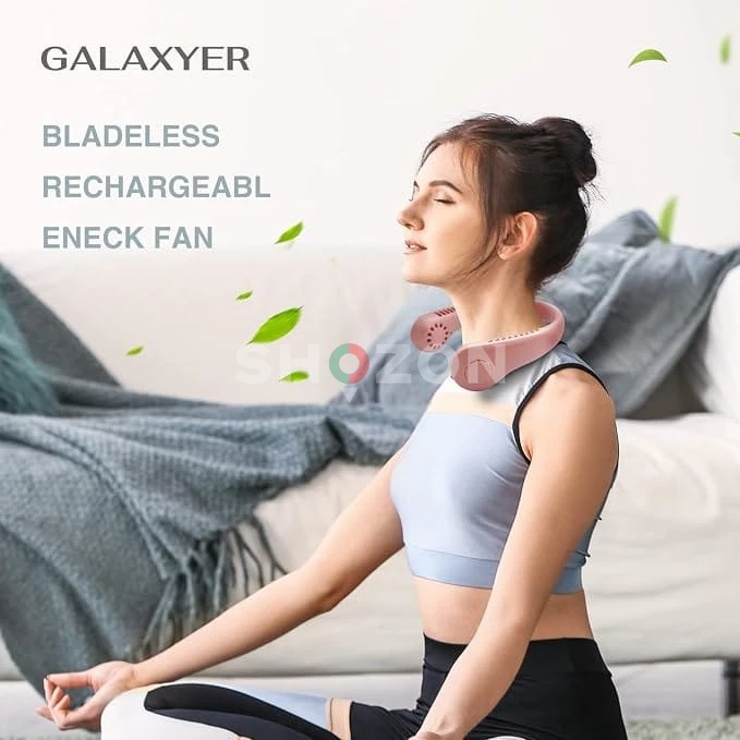 Galaxyer Bladeless Rechargeable Neck Fan Pink