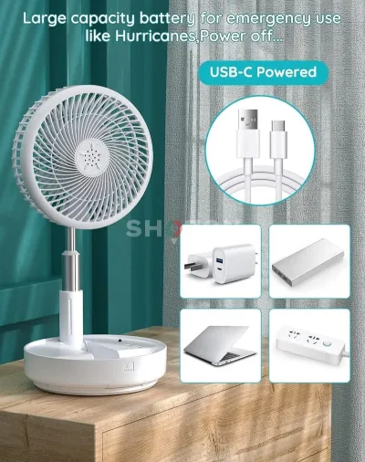 USB-C Rechargeable Stand Fan with Large Battery