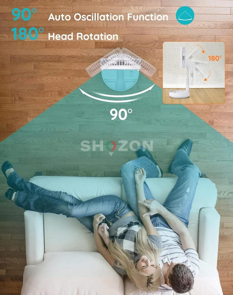 Oscillating Stand Fan with 180° Head Rotation