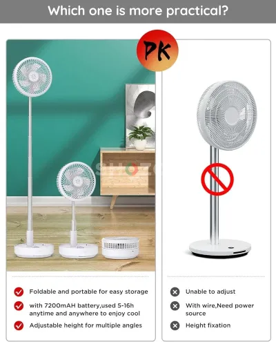 Foldable Rechargeable Stand Fan with Adjustable Height