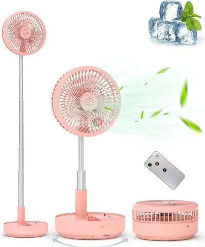 Adjustable Pink Stand Fan with Remote Control