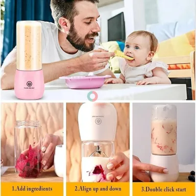 Portable Pink Blender for Smoothies and Baby Food