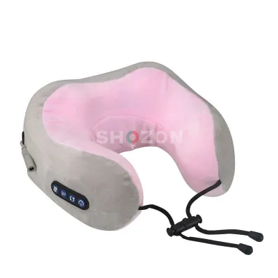Electric Neck Massager Travel Pillow - Pink & Grey