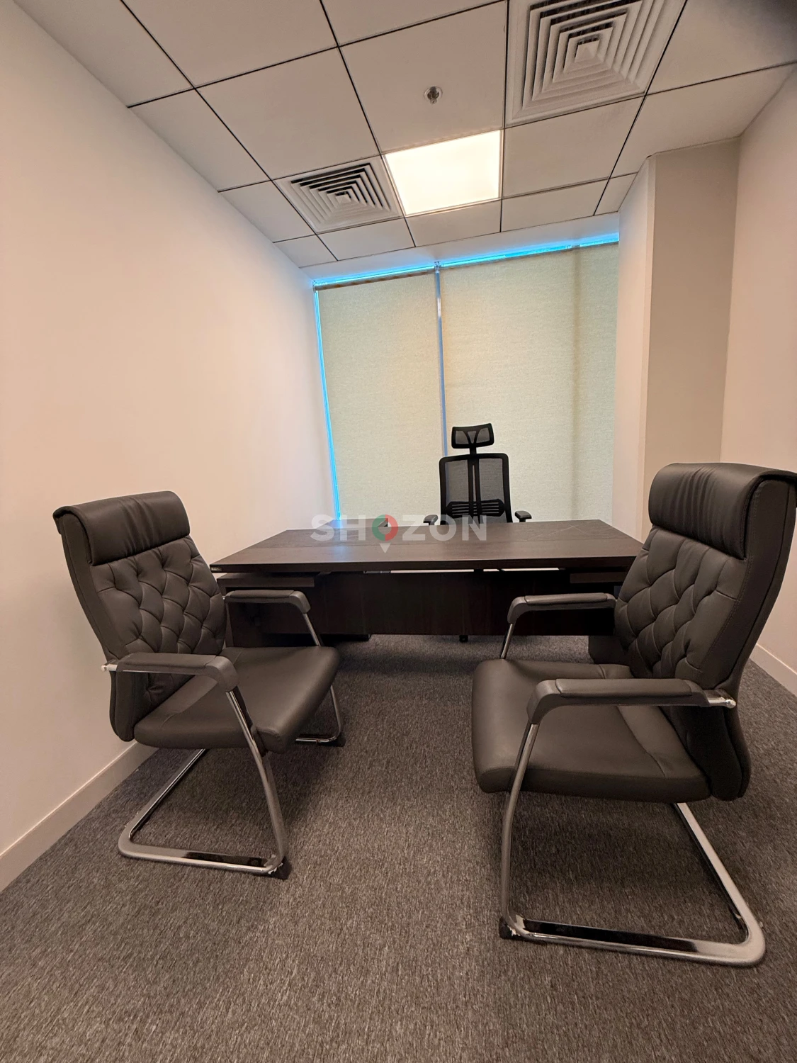 Modern Black Office Desk with Chair Set