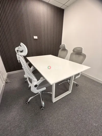 Modern White Office Table with Chairs