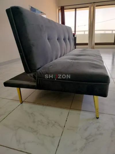 Modern Grey Sofa bed with Gold Legs