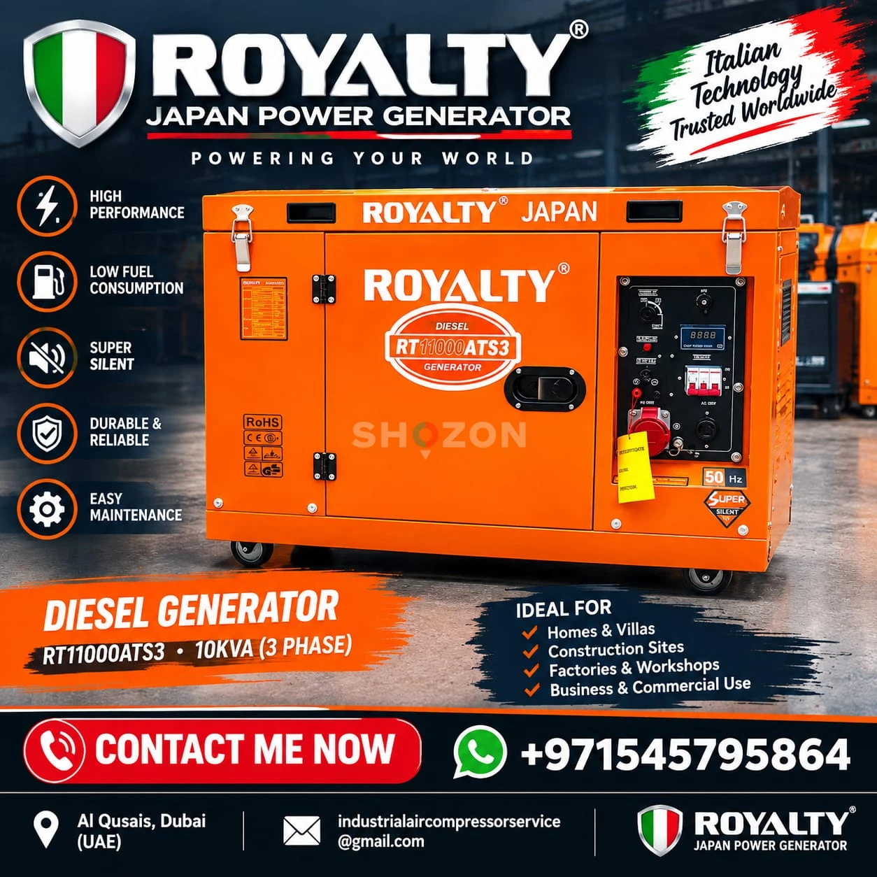 Royalty RT11000ATS3 Diesel Generator 10kVA