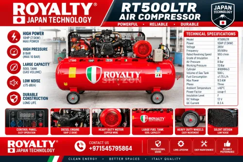 Royalty RT500LTR Air Compressor 10HP 500L