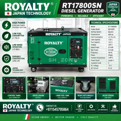 Royalty RT17800SN Diesel Generator 8.5kW Green